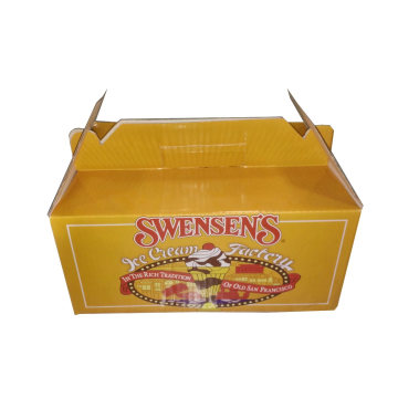 Yellow Light Ice-Cream Packing Paper Box with Handle